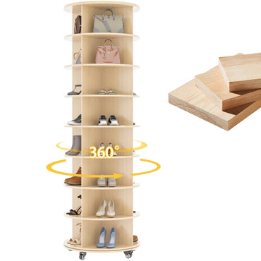 YODOLLA 8 Tier Rotating Shoe Rack Shoe Tower Organizer, Beige