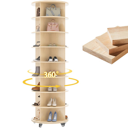 YODOLLA 8 Tier Rotating Shoe Rack Shoe Tower Organizer, Beige