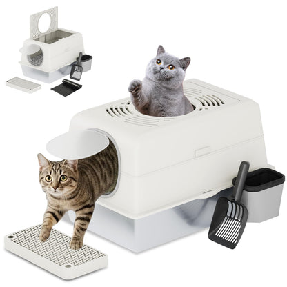 YODOLLA Extra Large Enclosed Stainless Steel Cat Litter Box Enclosure with Lid