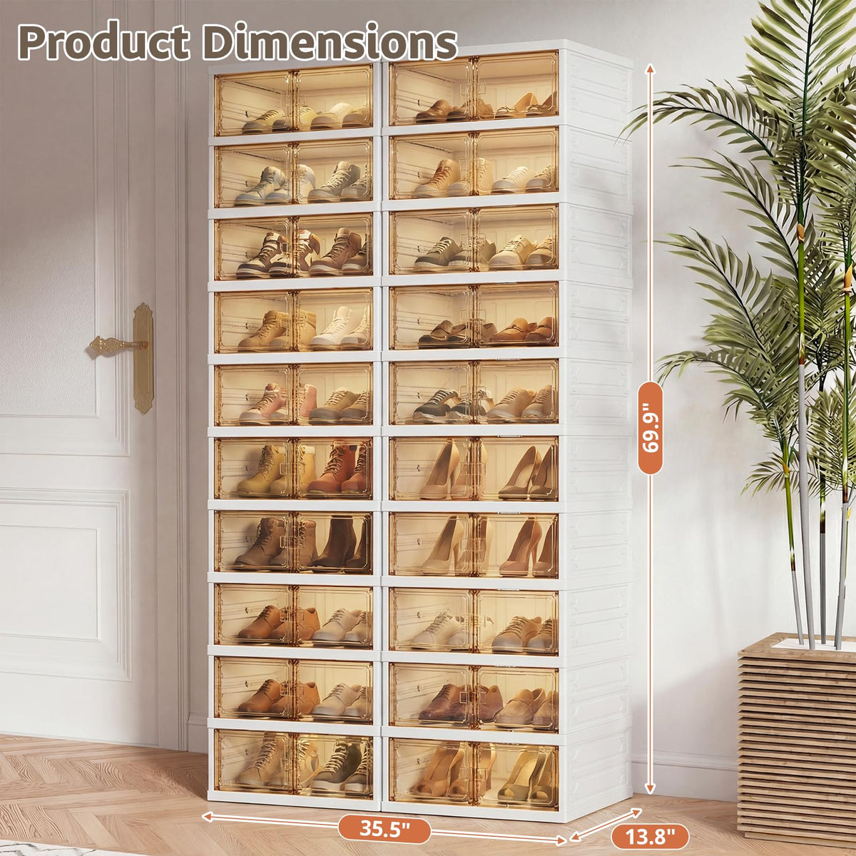 YODOLLA 10-Tier Foldable Shoe Rack Organizer, 40 Pairs Shoe Cabinet
