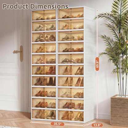 YODOLLA 10-Tier Foldable Shoe Rack Organizer, 40 Pairs Shoe Cabinet