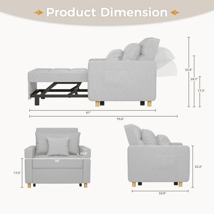 YODOLLA 36" Convertible Chair Bed, Gray