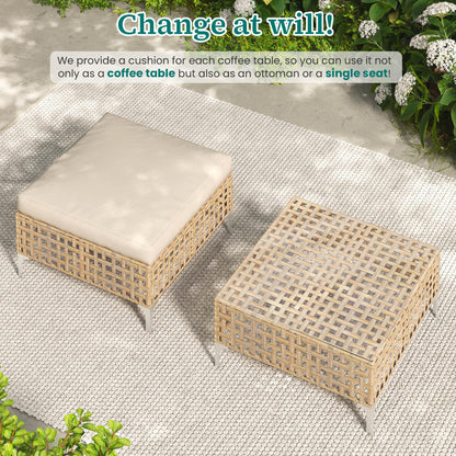 YODOLLA Outdoor Wicker Patio Furniture Sofa, Loveseat+Ottoman