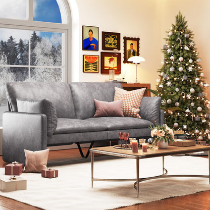 YODOLLA 68'' Modern Love Seat Sofa Couches, Faux Leather Gray