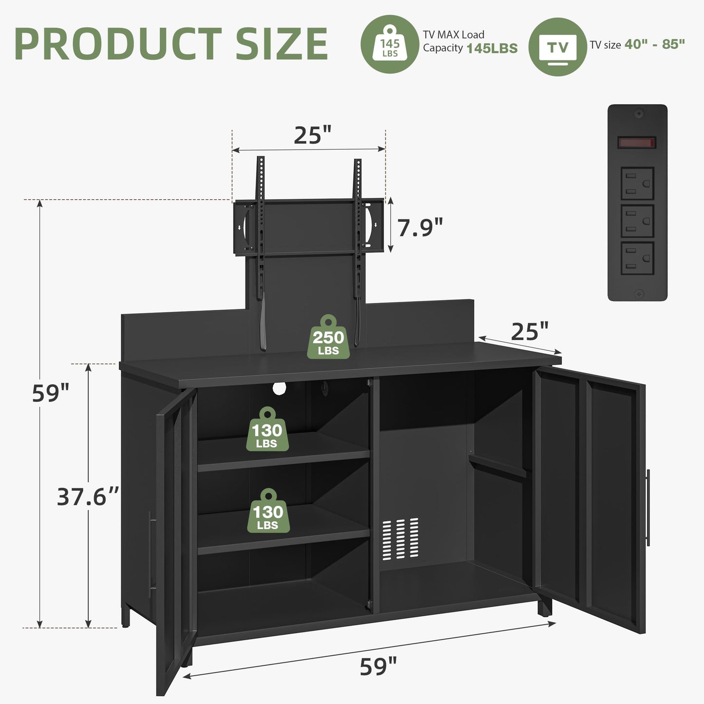 YODOLLA Outdoor Storage Cabinet with TV Mount for 40–85 Inch Tvs