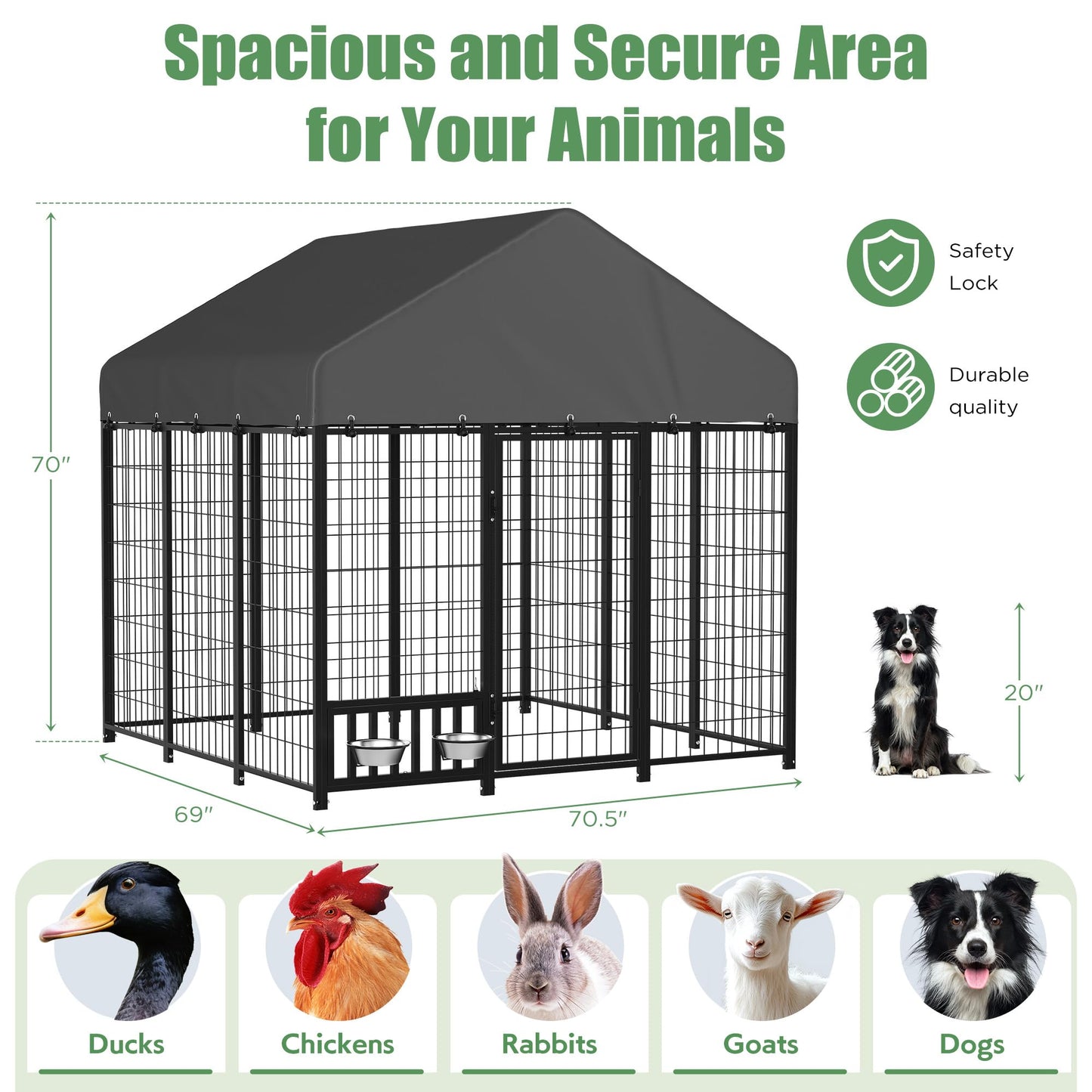 YODOLLA 6x6 Heavy Duty Outdoor Dog Kennel