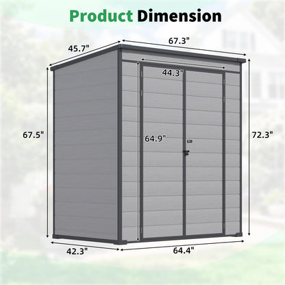 YODOLLA 4'x6' Resin Outdoor Storage Shed, Lean to Plastic Shed with Base