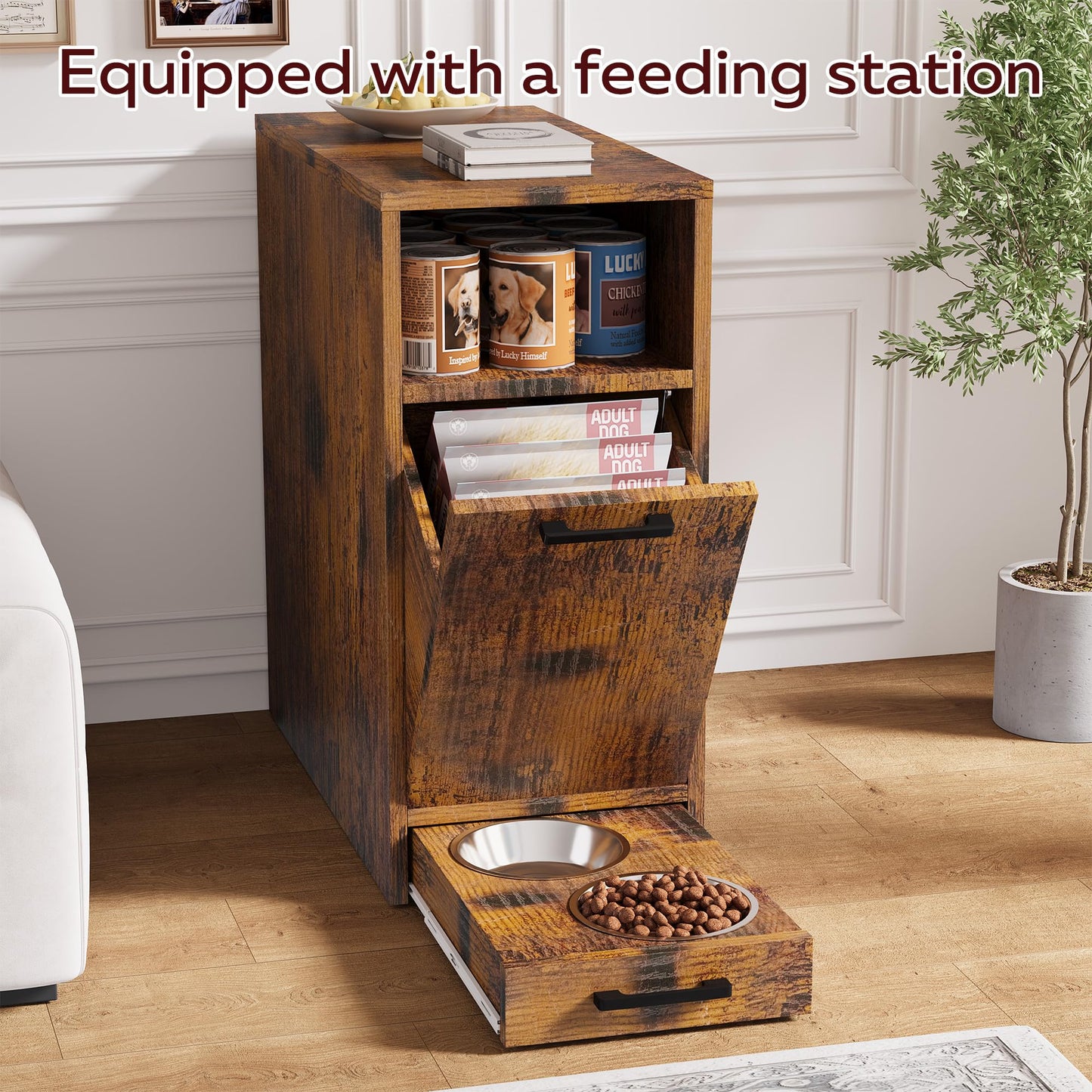 YODOLLA 36 Inch Dog Crate Furniture with Storage Cabinet