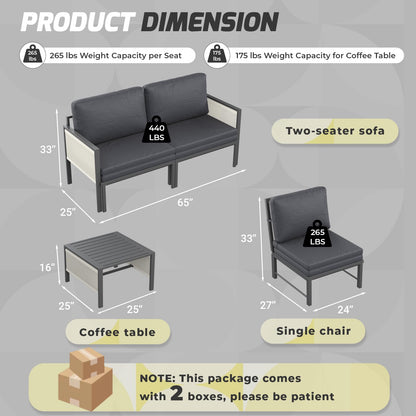 YODOLLA Aluminum Patio Furniture Set 5/4 Seats Outdoor Sectional Couch