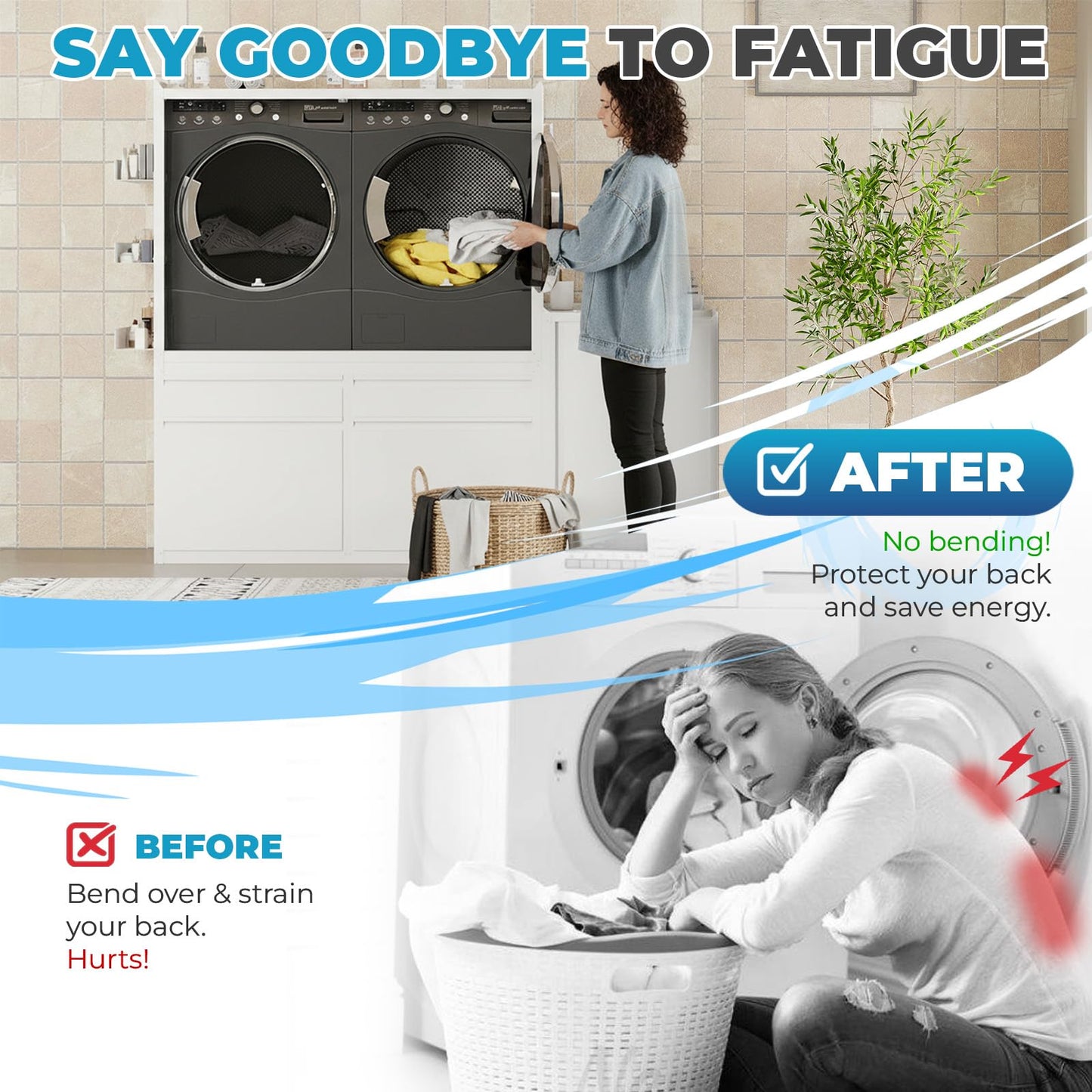 YODOLLA Laundry Pedestal with Sink Cabinet for 2 Washer and Dryer