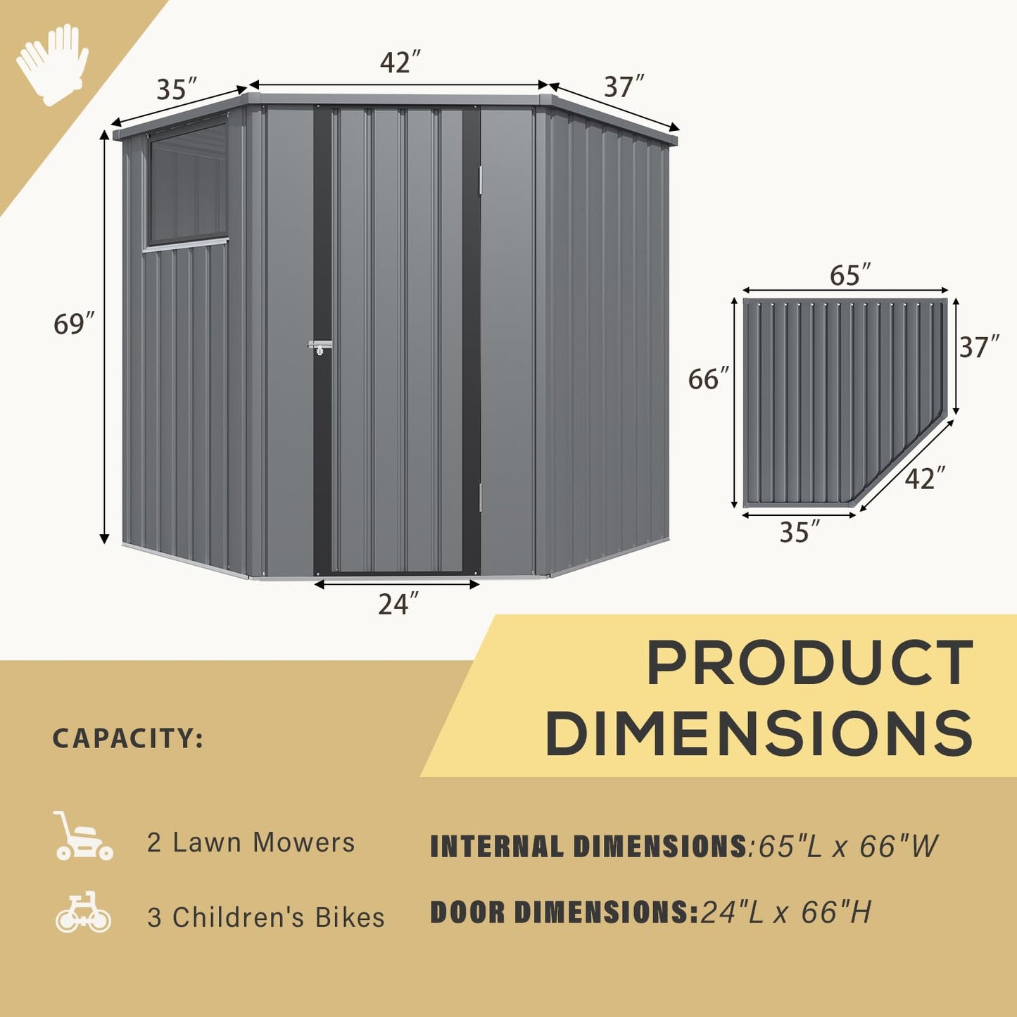 YODOLLA Corner 6x6 Storage Sheds & Outdoor Storage with Openable Windows