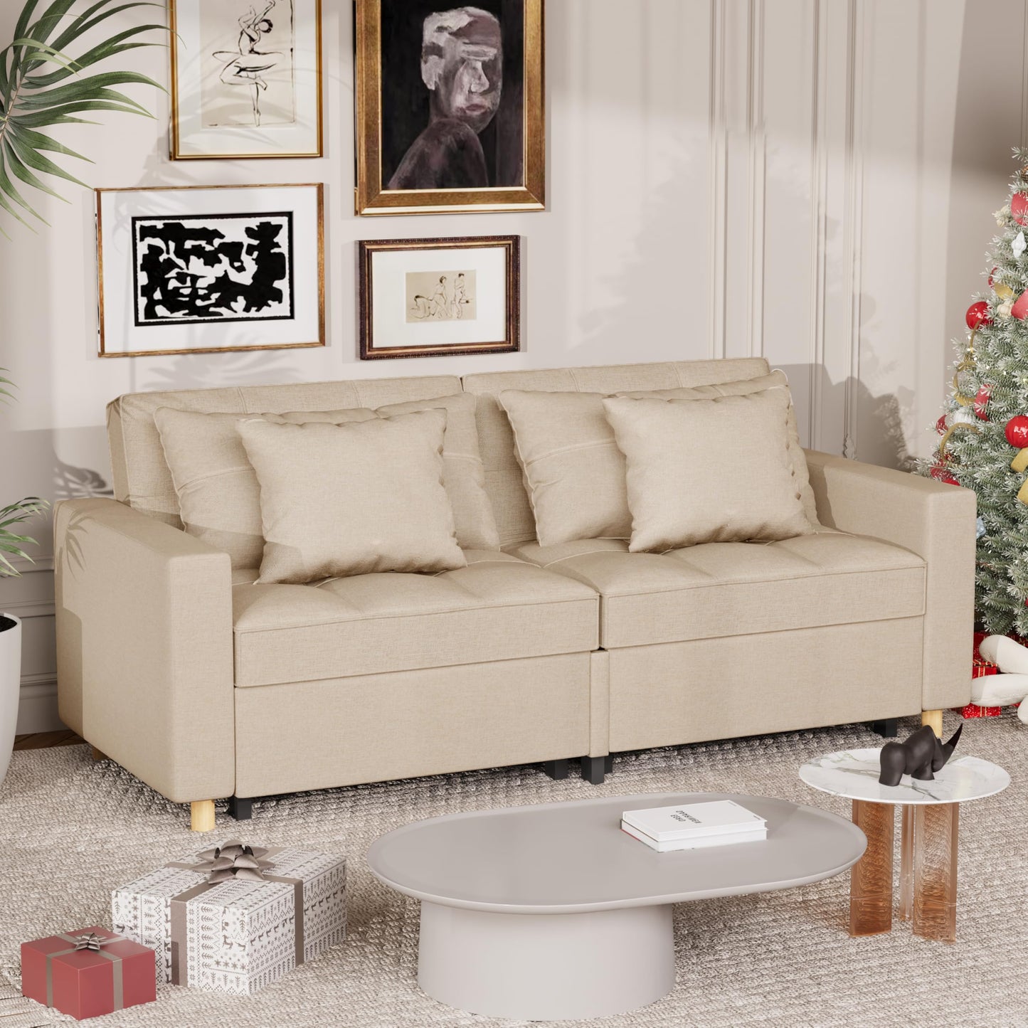 YODOLLA Comfortable 3-1 Convertible Sofa Bed,Beige