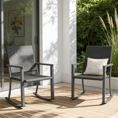 YODOLLA Outdoor Rattan Patio Chairs with Armrests and Metal Frame (4pcs)