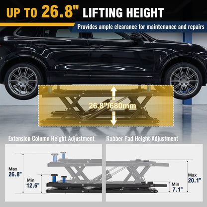 YODOLLA 7000 LBS Portable Car Lift for Home Garage Heavy-Duty Hydraulic Quick Jack