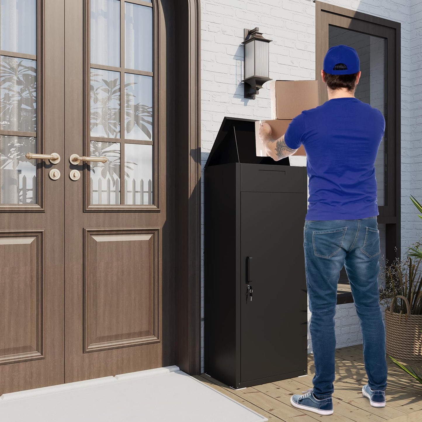 YODOLLA Package Delivery Box for Outside, Black (47.2"x17.7"x19.7")