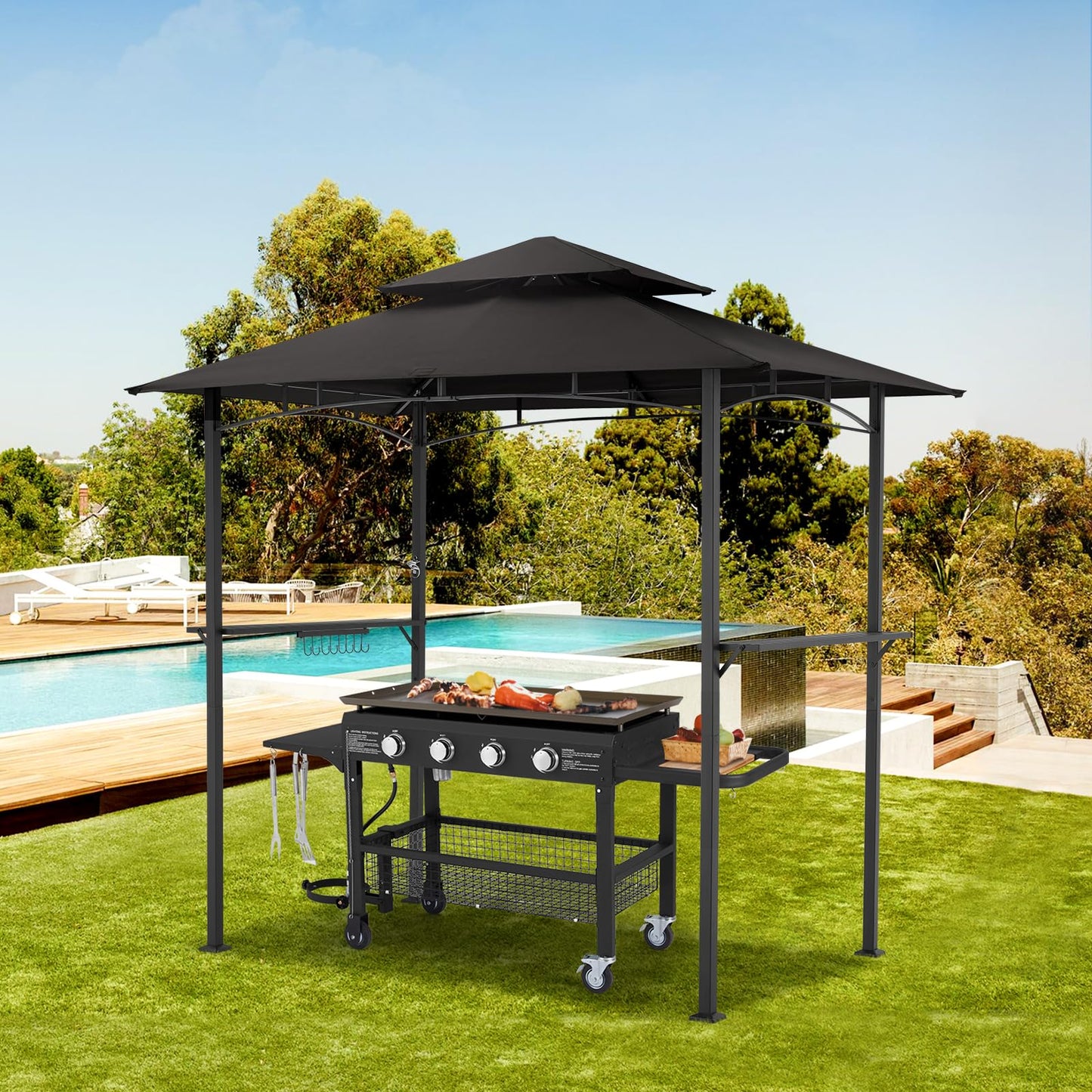 YODOLLA outdoor BBQ grill gazebo, black.