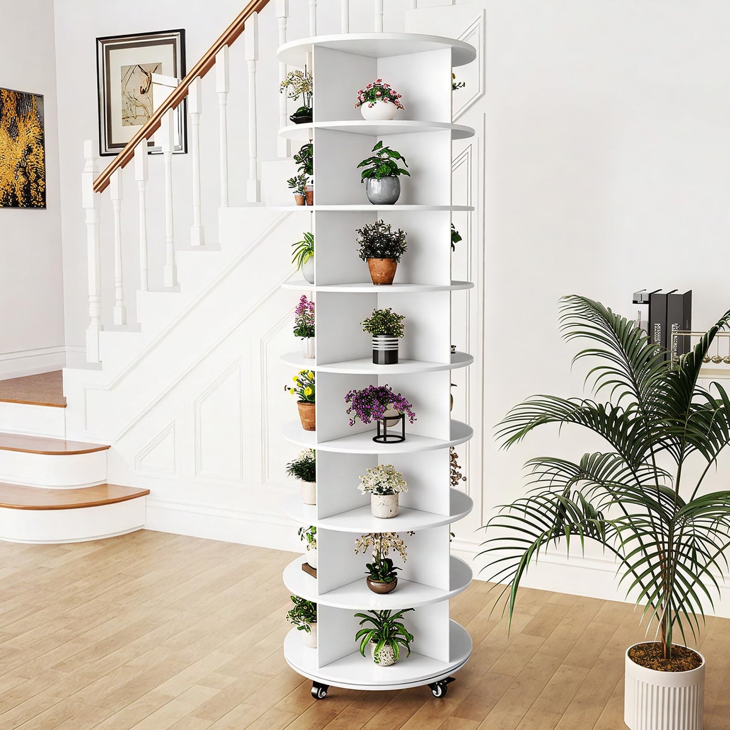 YODOLLA 8 Tier Rotating Shoe Rack Shoe Tower Organizer, White