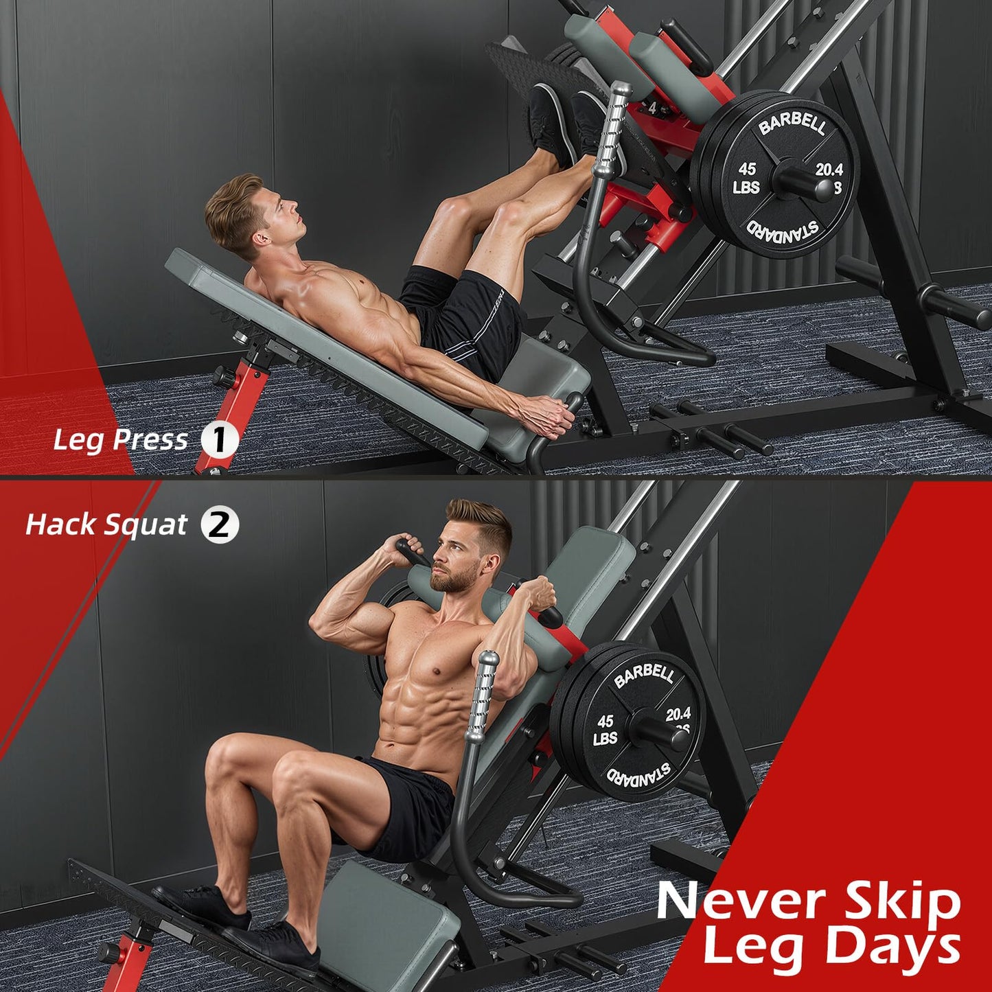 YODOLLA Hack Squat Leg Press Machine, 2 in 1 Adjustable Leg Exercise Workout Machine