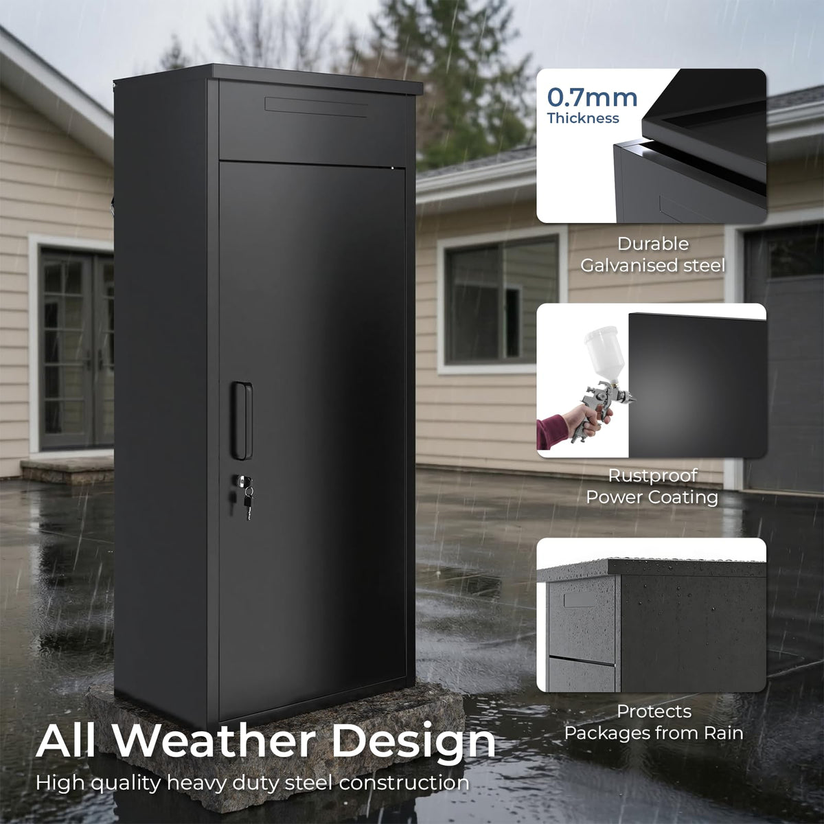 YODOLLA Package Delivery Box for Outside, Black (47.2"x13.8"x19.7")