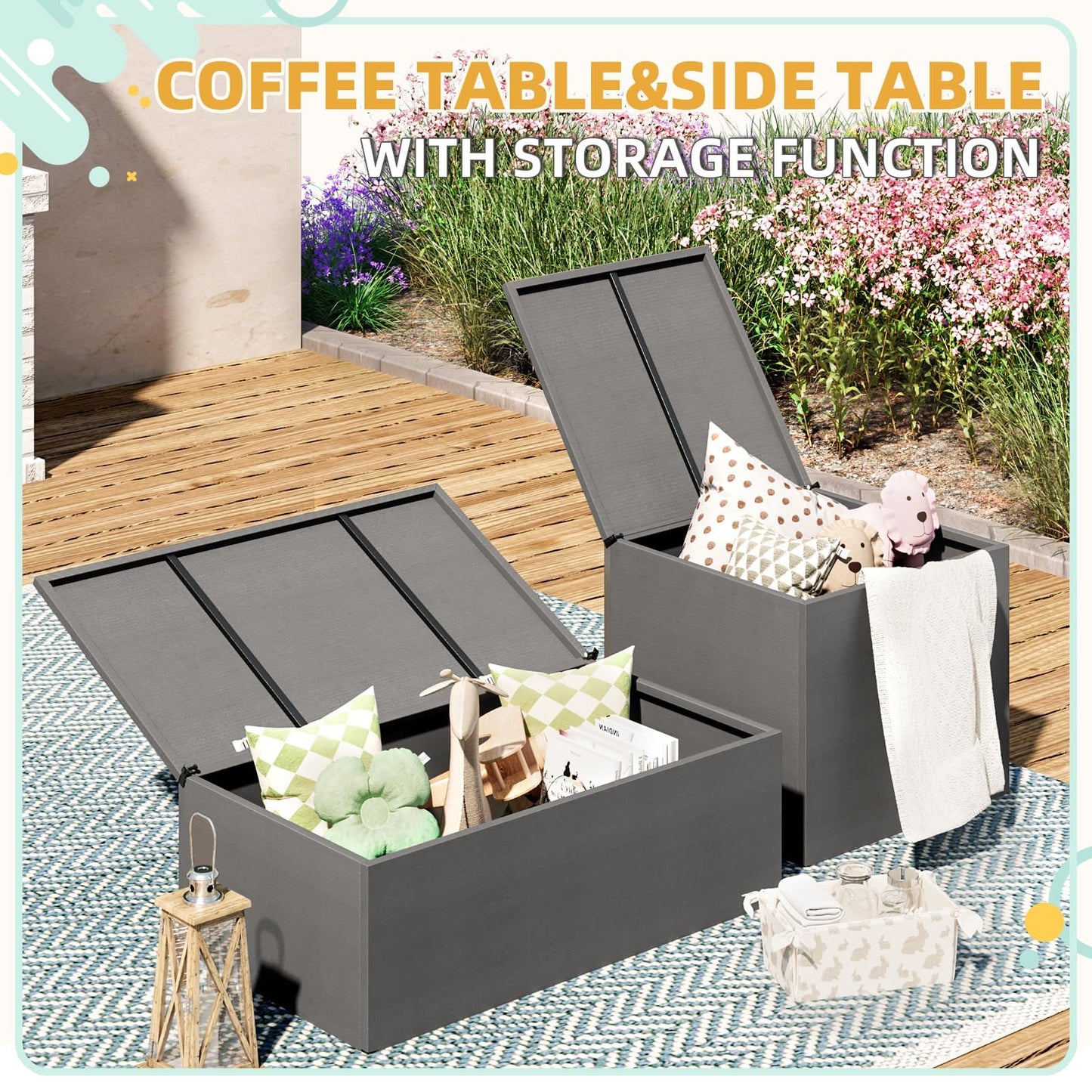 YODOLLA 6 Pieces Metal Patio Furniture Set, Light Gray