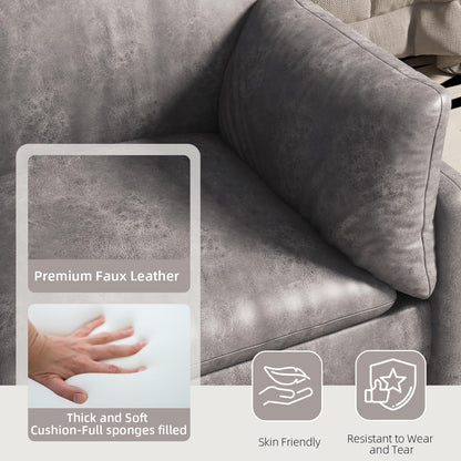 YODOLLA 68'' Modern Love Seat Sofa Couches, Faux Leather Gray