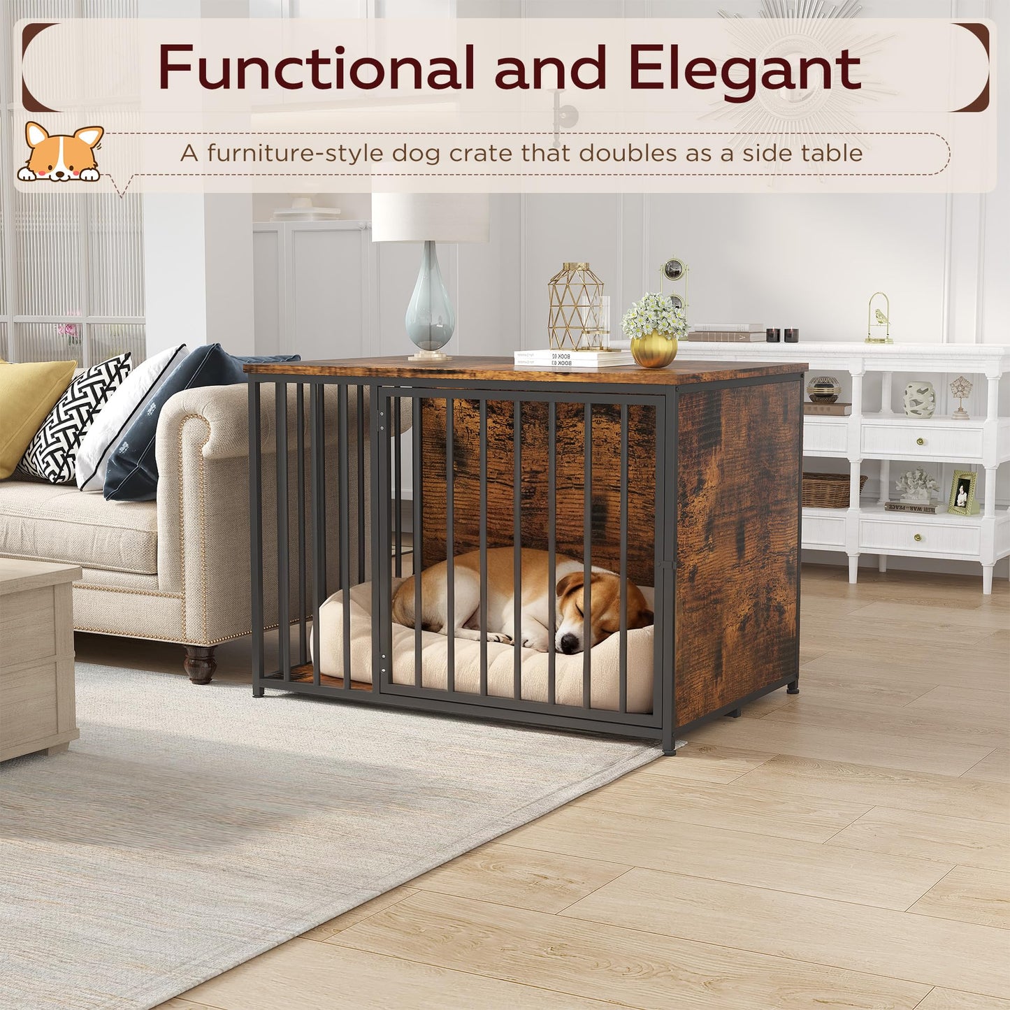 YODOLLA 42 Inch Dog Crate Furniture Pet Cage End Table