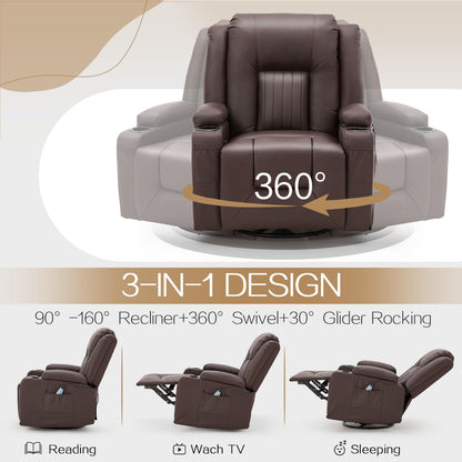 YODOLLA 3 PCS Leather Recliner Sofa Set