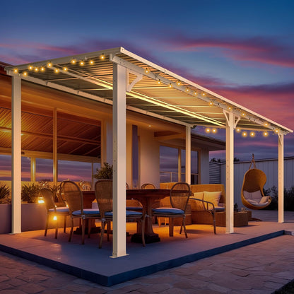 YODOLLA 16'x8' Wall Mounted Gazebos Pergola, White