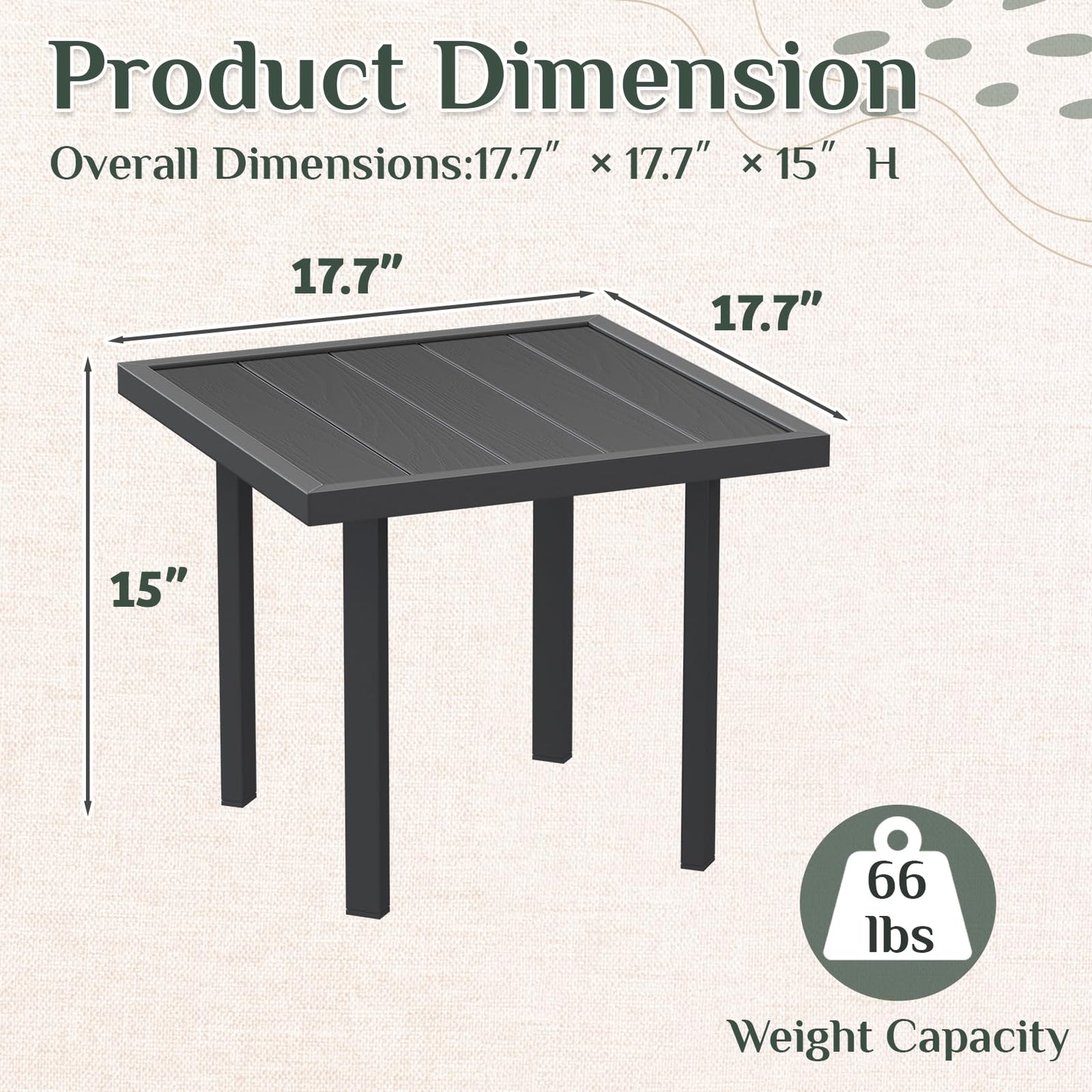 YODOLLA Square Outdoor Side Table Pool End Table, Metal  Easy Maintenance  (4pcs)