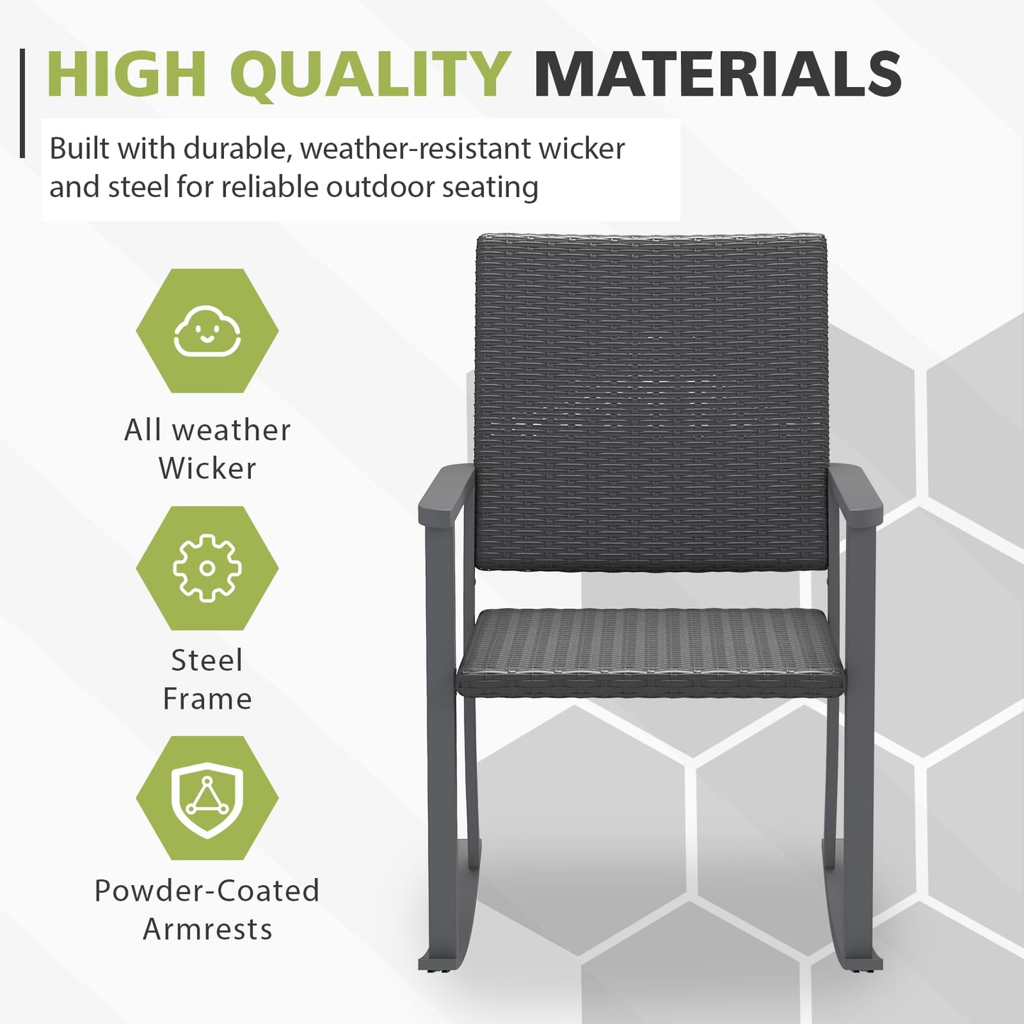 YODOLLA Outdoor Dining Set, Metal Frame Patio 2PCS(Chair+Side Table)