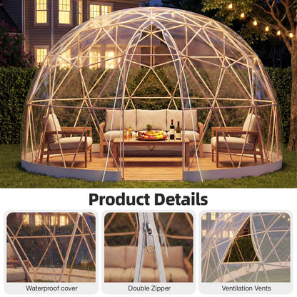 YODOLLA Igloo Tent Dome for Winter, Outdoor 12x12 Clear Bubble Tent for 4–7 People