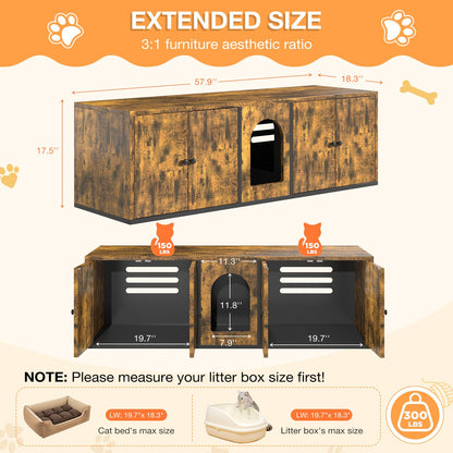 YODOLLA Cat Litter Box Enclosure with Double Room and Large Storage Space