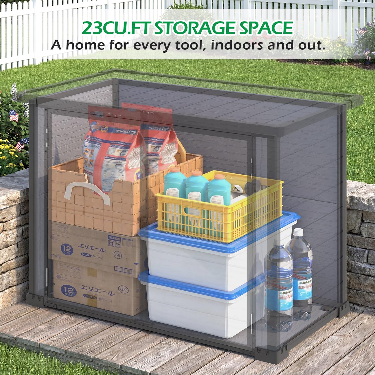 YODOLLA Resin Outdoor Storage Cabinet 23 Cu.Ft Box Weatherproof