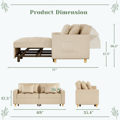 YODOLLA Comfortable 3-1 Convertible Sofa Bed,Beige