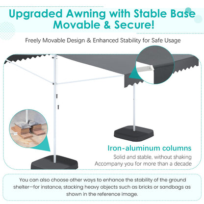YODOLLA 13'x10' Dual Side Awnings Free Standing Retractable Awning with Weighted Base