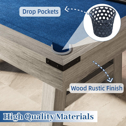 YODOLLA 7FT Pool Table with Wood Finish Billiard Tables with Cue Sticks Balls