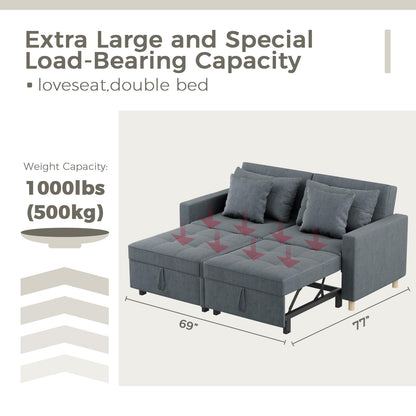 YODOLLA Comfortable 3-1 Convertible Sofa Bed, Dark Gray