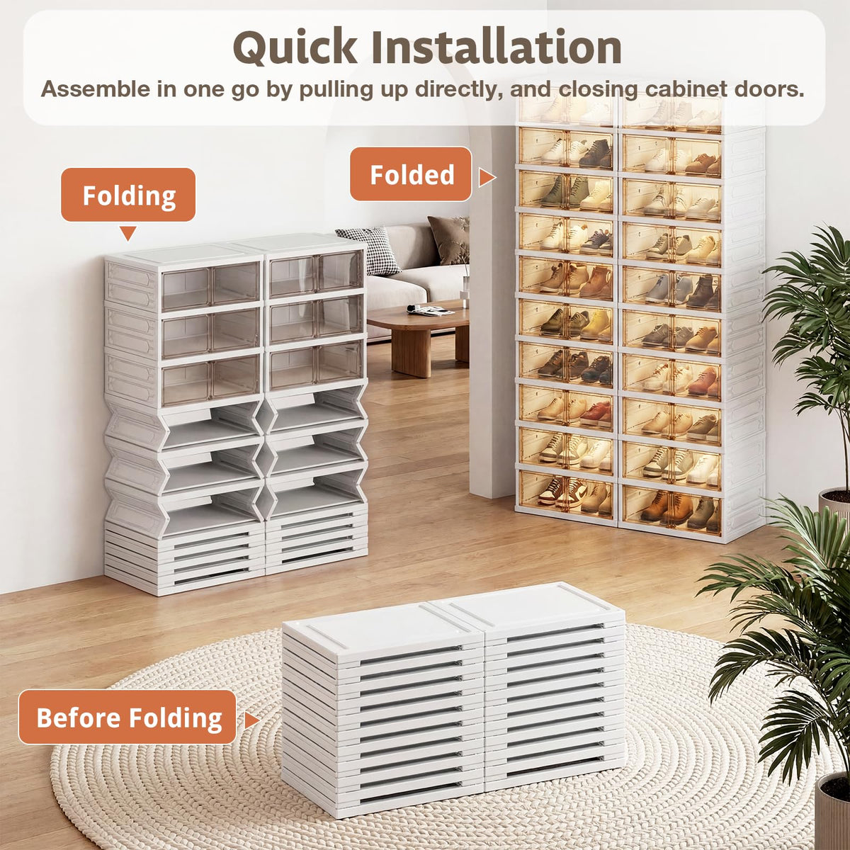 YODOLLA 10-Tier Foldable Shoe Rack Organizer, 40 Pairs Shoe Cabinet
