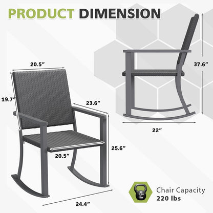 YODOLLA Outdoor Rattan Patio Chairs with Armrests and Metal Frame (1pcs)