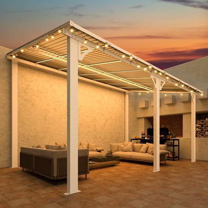 YODOLLA 14'x8' Wall Mounted Gazebos Pergola, White