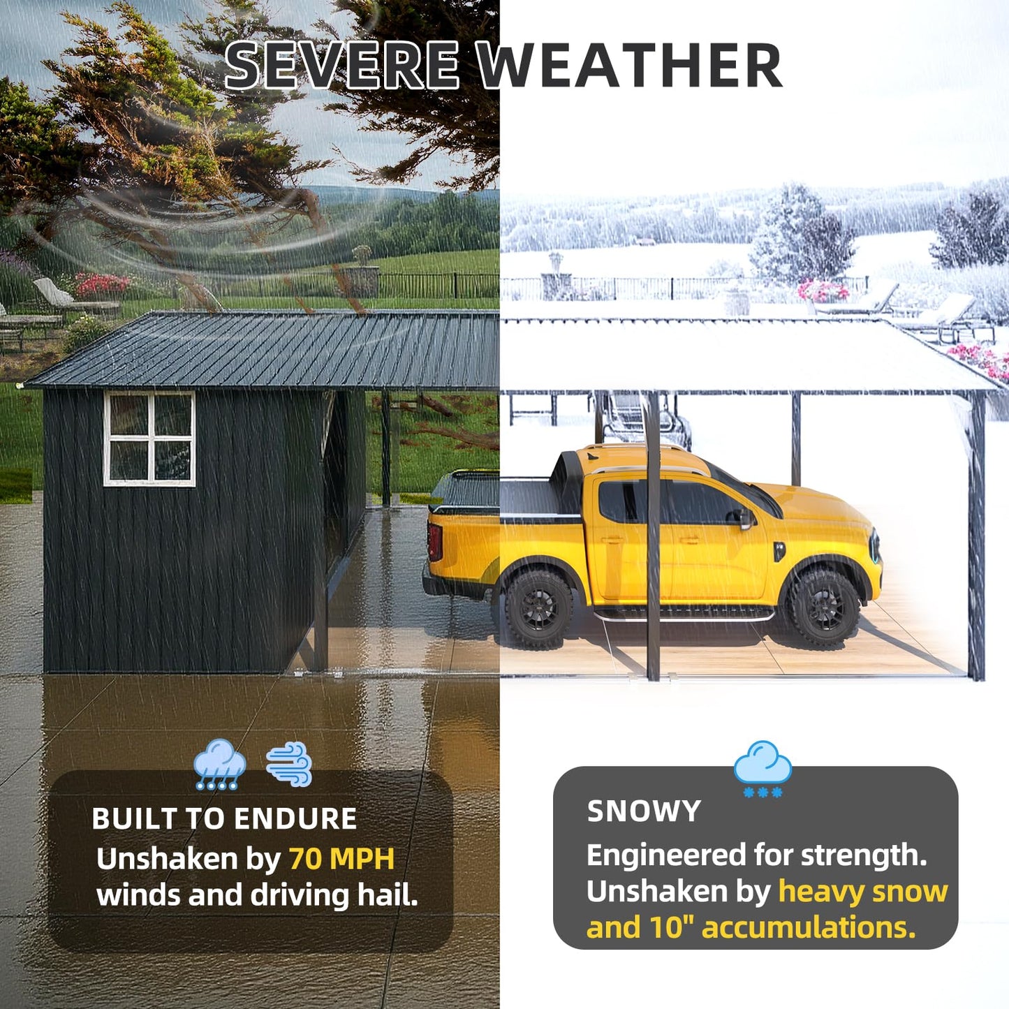 YODOLLA 12x22 Metal Carport with Storage Sheds