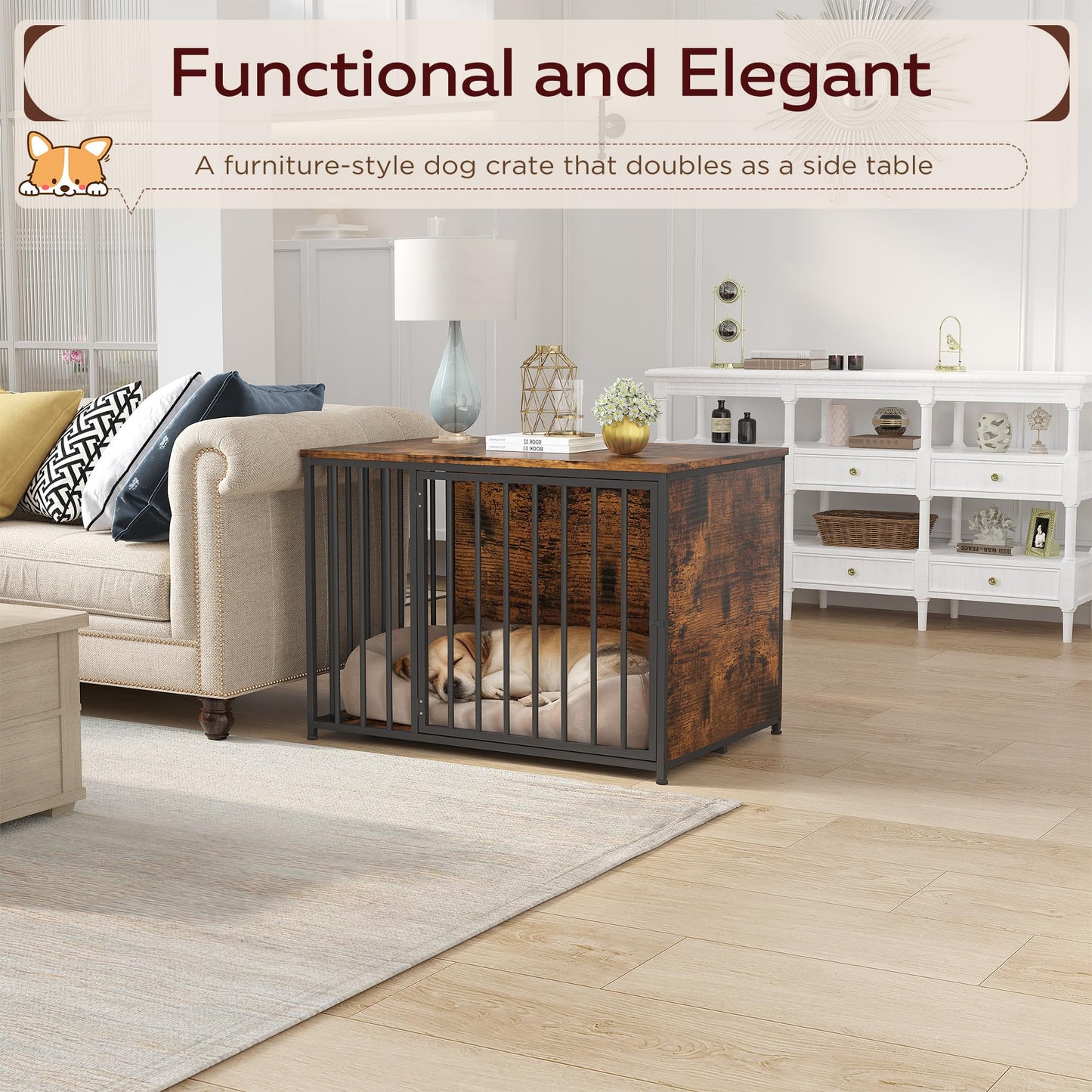 YODOLLA 36 Inch Dog Crate Furniture Pet Cage End Table