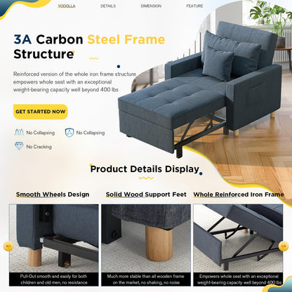 YODOLLA 36" Convertible Chair Bed, Blue