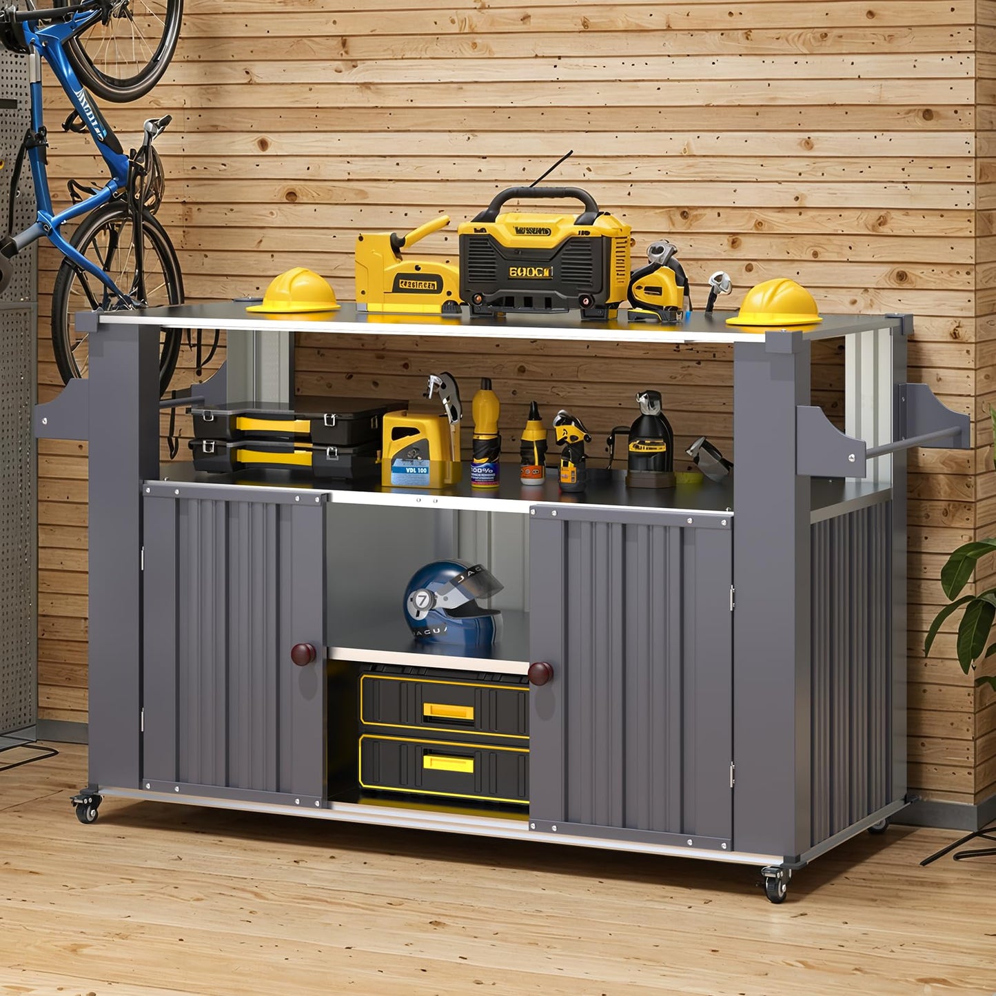 YODOLLA Outdoor Grill Table Cart Kitchen Island with Storage