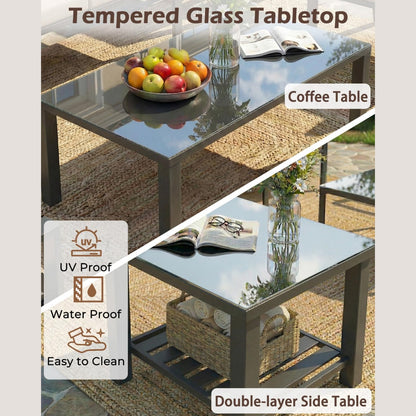 YODOLLA Metal Patio Furniture Set, 7 Seats Modern Outdoor Furniture