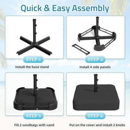 YODOLLA Patio Umbrella Base, 220 lbs Heavy Duty Sand with 2 Sandbags
