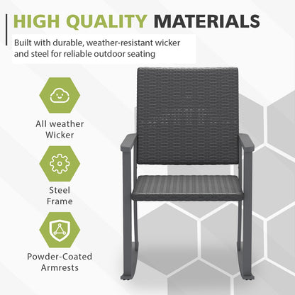 YODOLLA Outdoor Rattan Patio Chairs with Armrests and Metal Frame (2pcs)