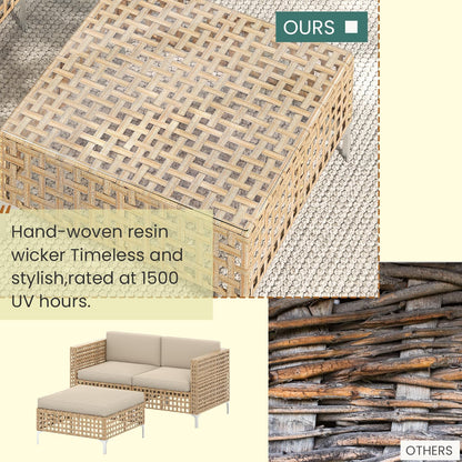 YODOLLA Outdoor Wicker Patio Furniture Sofa, Loveseat+Ottoman