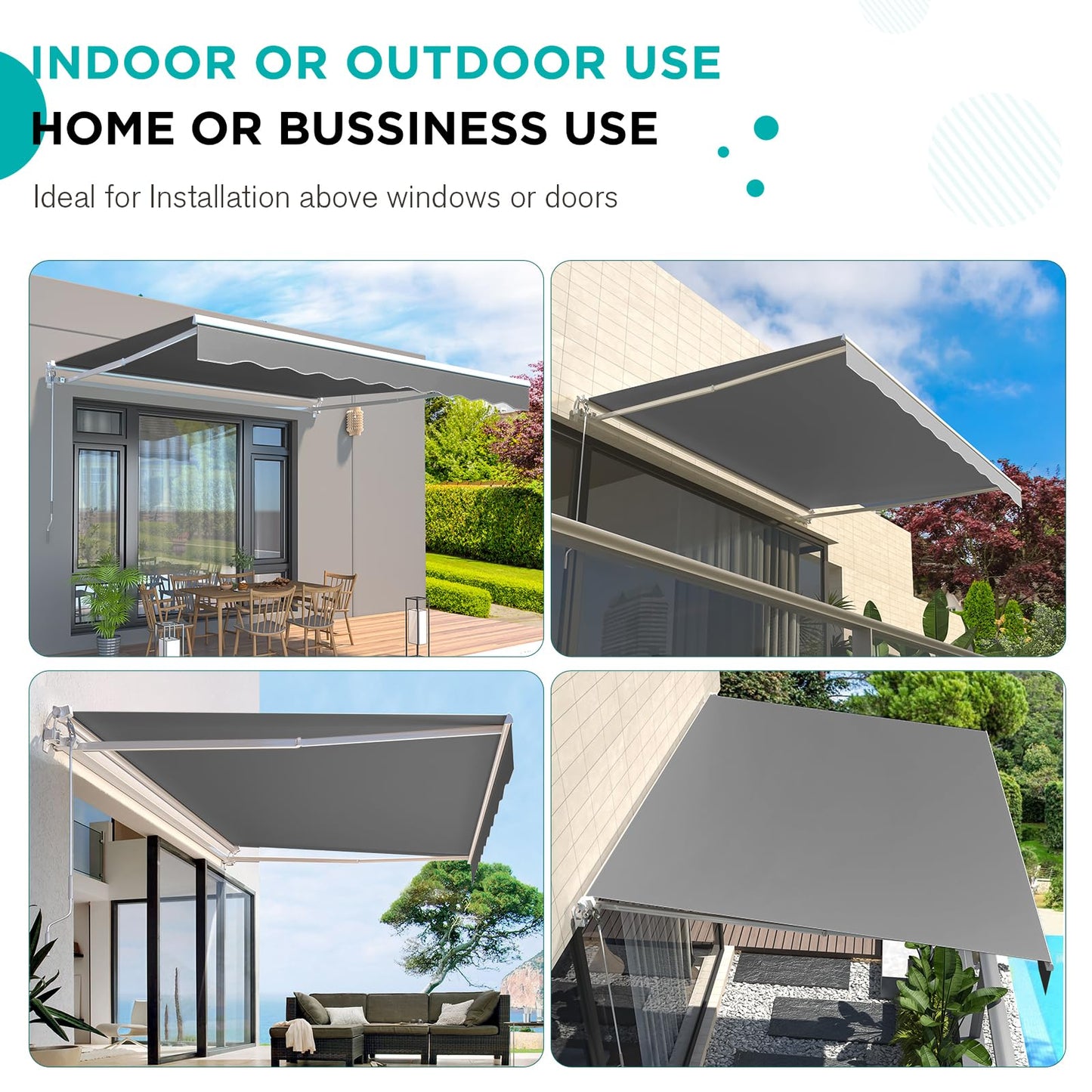 YODOLLA 14'×10'  Manual Retractable Awning Sun Shade Patio Awning Cover