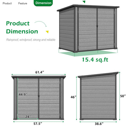 YODOLLA Outdoor Resin Trash Can Storage Shed with Reinforced Floor